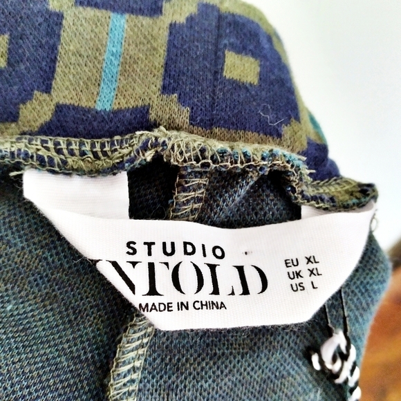 Studio Untold Green and Blue Abstract Print Pants - Picture 5 of 6